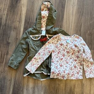 Little Lass Olive Hooded Raincoat with Floral Lining